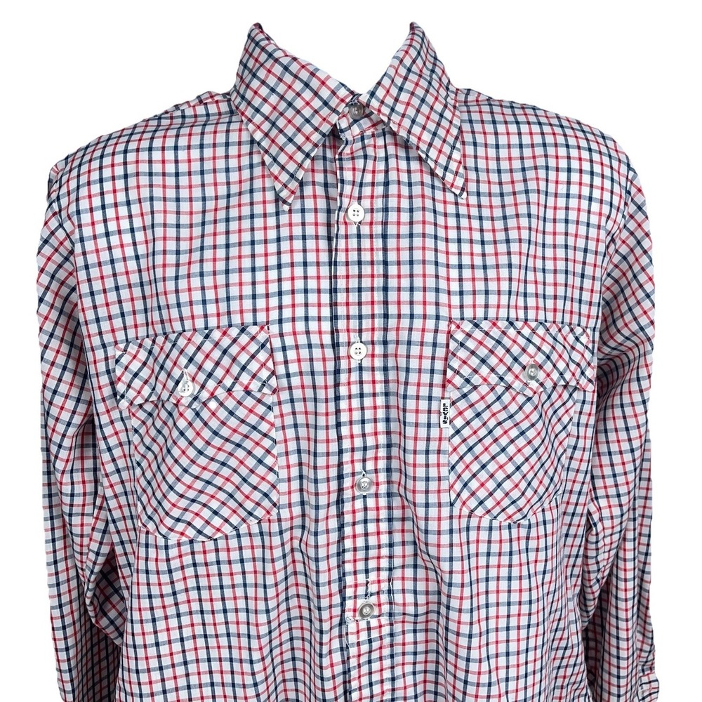 Levi's White Tab Vintage 80s Red Batwing Plaid Check Button Up Shirt Men's Large